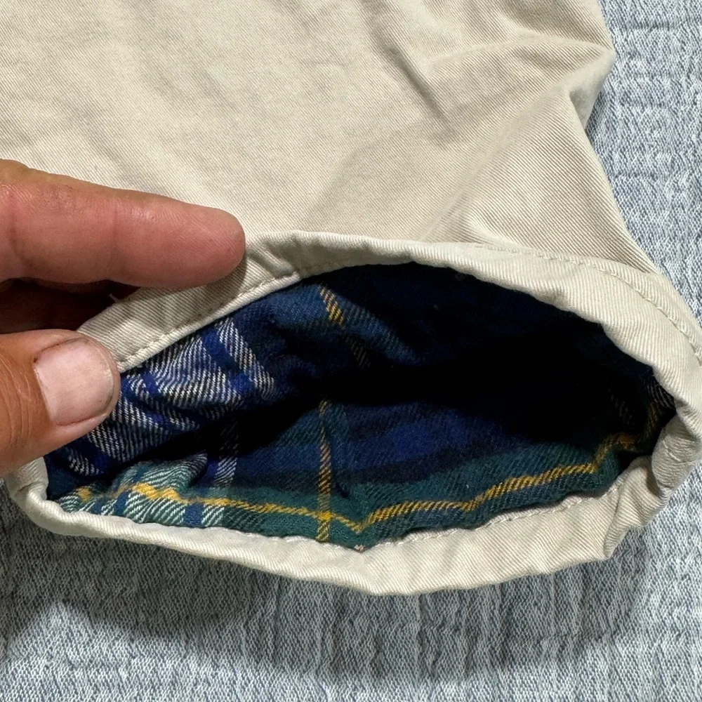 Gap 90s Loose Line Plaid Fleece Lined Khaki Pants‎ Boys Size 4 Years Toddler